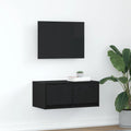 TV-Schrank Schwarz Eichen-Optik 60x31x25,5 cm Holzwerkstoff