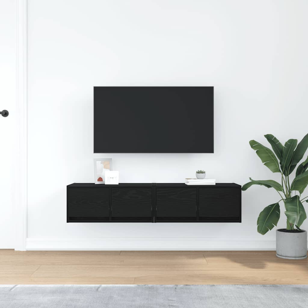 TV-Schränke 2 Stk. Schwarz Eichen-Optik 60x31x25,5 cm
