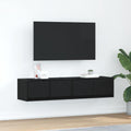 TV-Schränke 2 Stk. Schwarz Eichen-Optik 60x31x25,5 cm