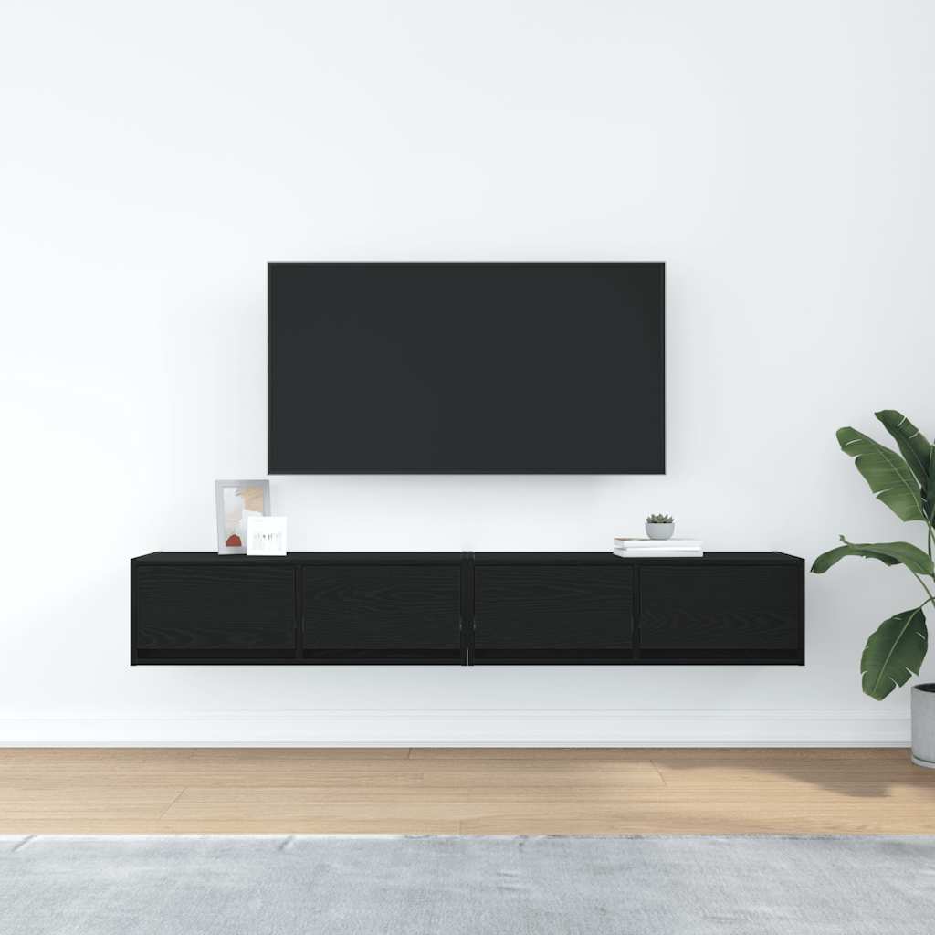 TV-Schränke 2 Stk. Schwarz Eichen-Optik 80x31x25,5 cm