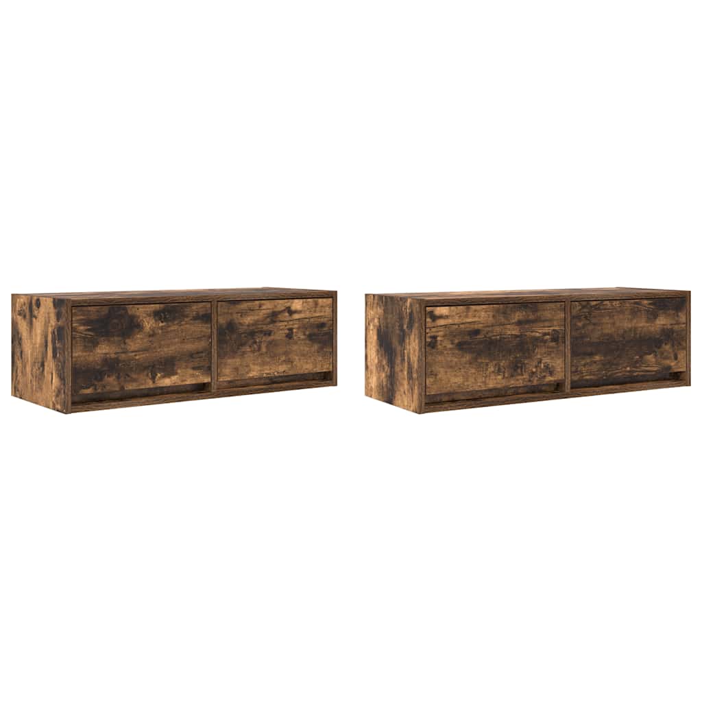TV-Schränke 2 Stk. Räuchereiche 80x31x25,5 cm Holzwerkstoff