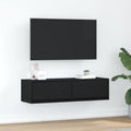 TV-Schränk Wandmontiert Schwarz Eichen-Optik 100 x 31 x 25,5 cm