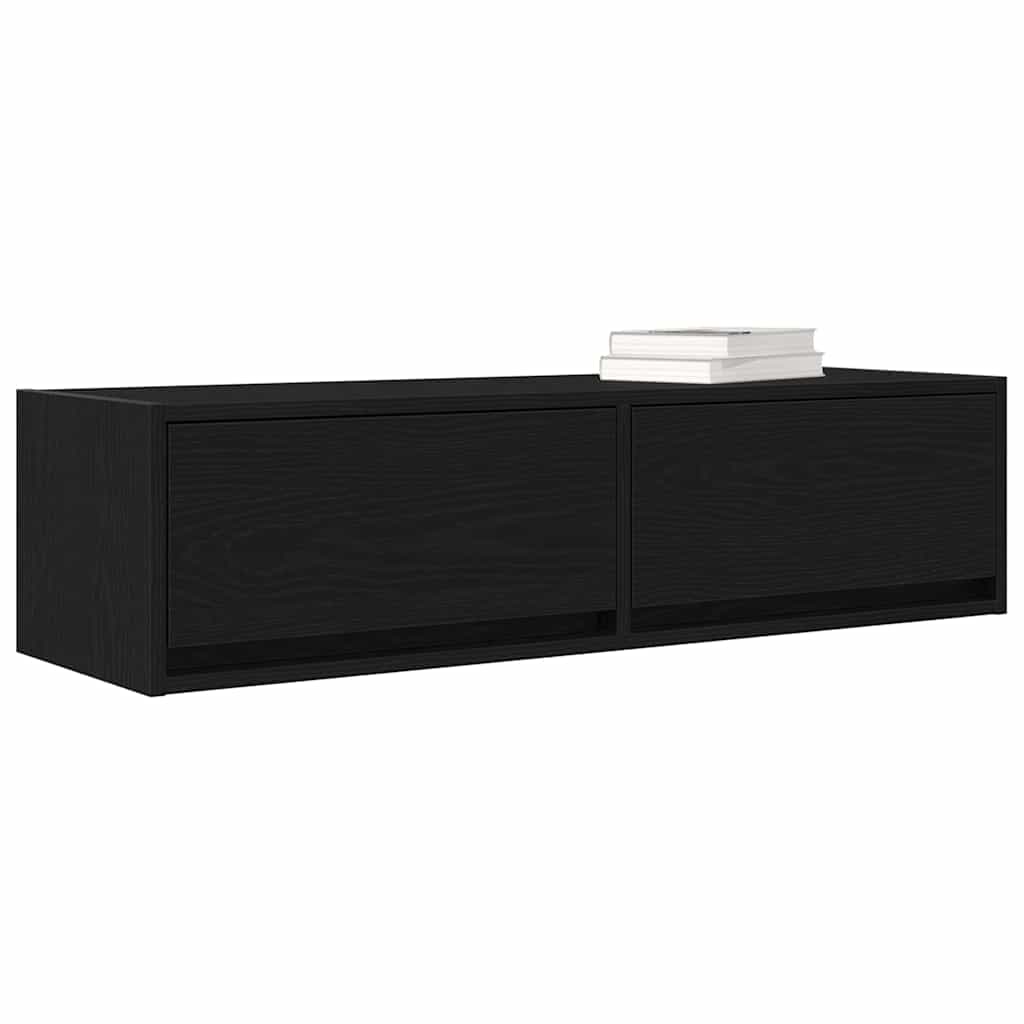 TV-Schränk Wandmontiert Schwarz Eichen-Optik 100 x 31 x 25,5 cm