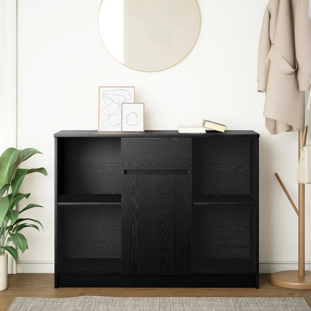 Sideboard mit Schublade Schwarz Eichen-Optik 101x35x76 cm