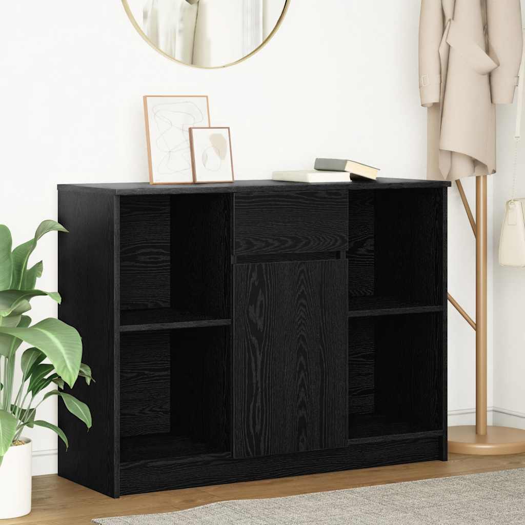 Sideboard mit Schublade Schwarz Eichen-Optik 101x35x76 cm