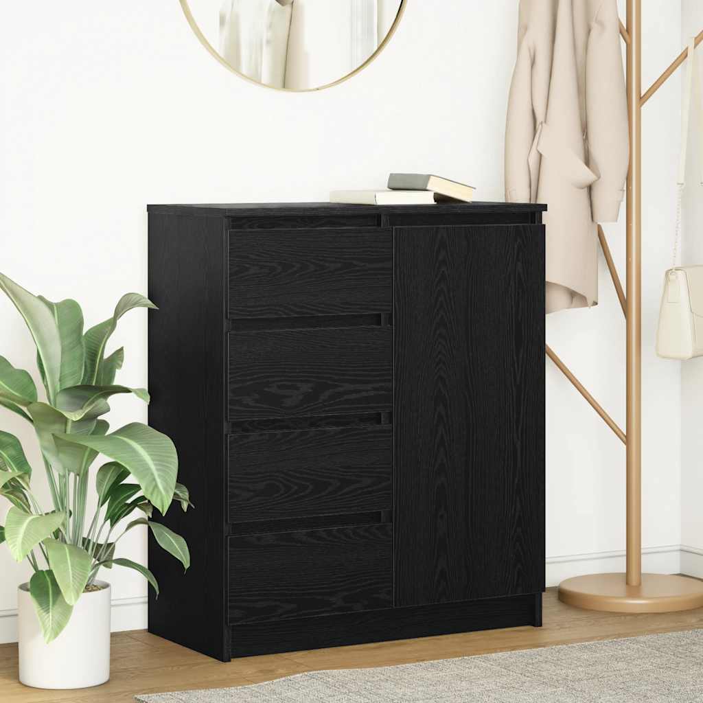 Sideboard mit Schubladen Schwarz Eichen-Optik 71x35x84 cm