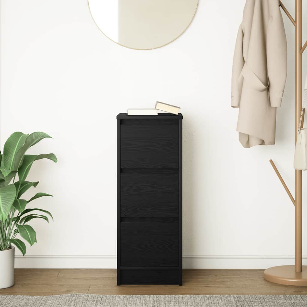 Sideboard Schwarz Eichen-Optik 29,5x34x76 cm Holzwerkstoff