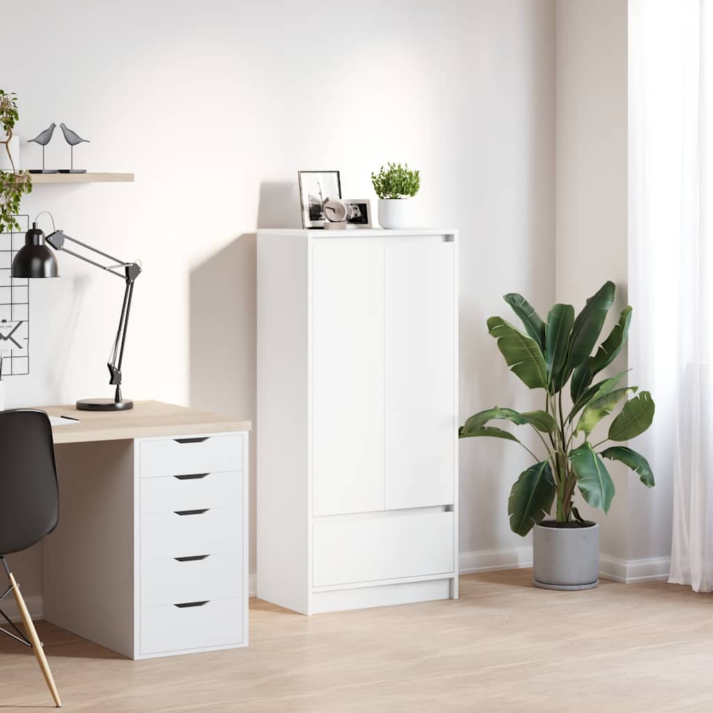 Schrank mit Schublade Weiß 55,5x34x119,5 cm Holzwerkstoff