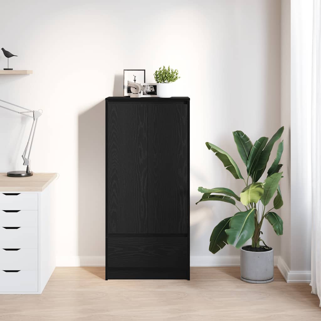 Schrank mit Schublade Schwarz Eichen-Optik 55,5x34x119,5 cm