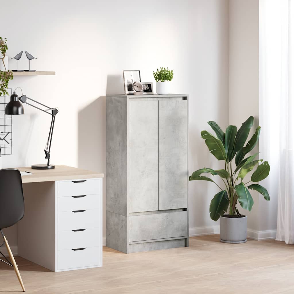 Schrank mit Schublade Betongrau 55,5x34x119,5 cm Holzwerkstoff