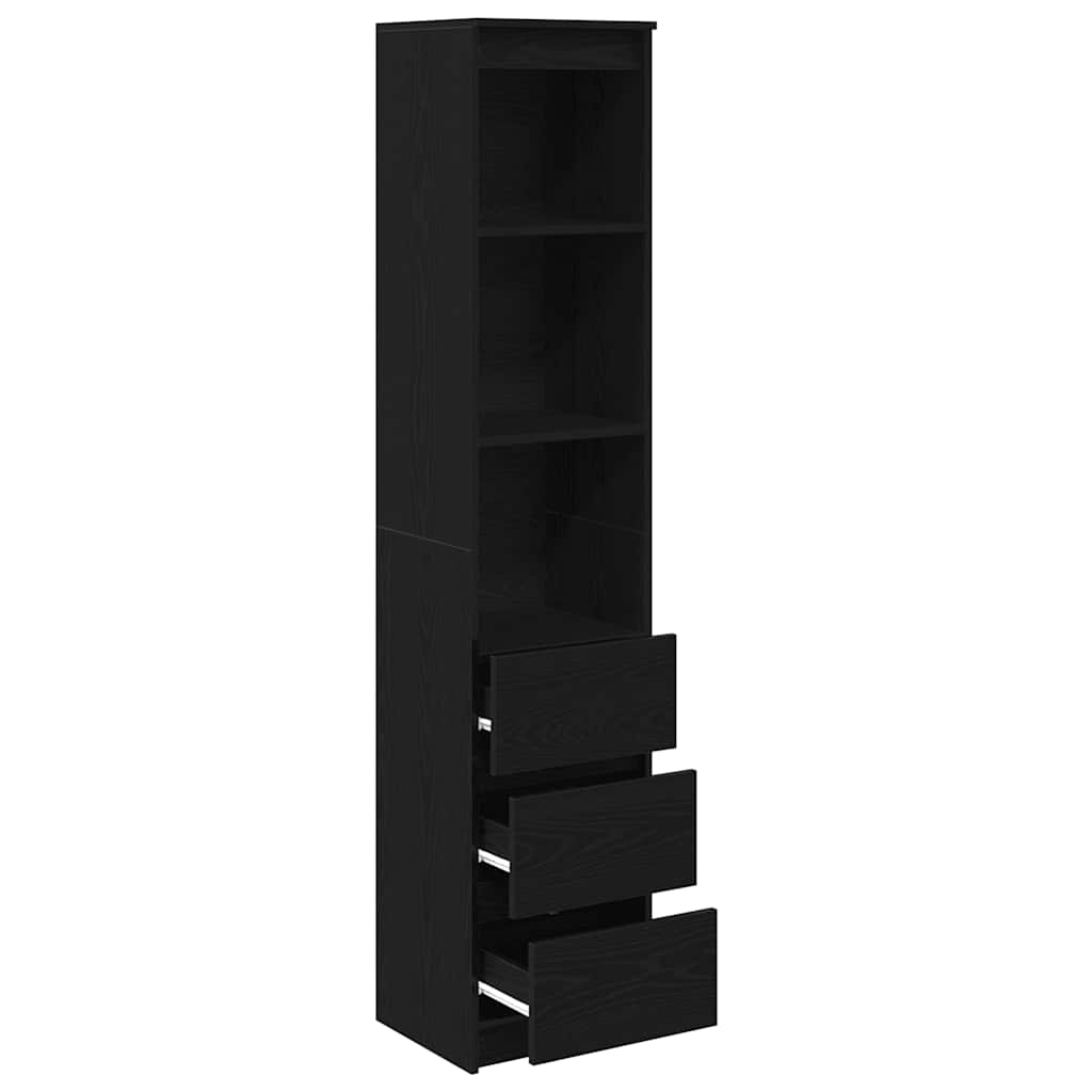 Highboard Schwarz Eichen-Optik 37,5x35x180 cm Holzwerkstoff