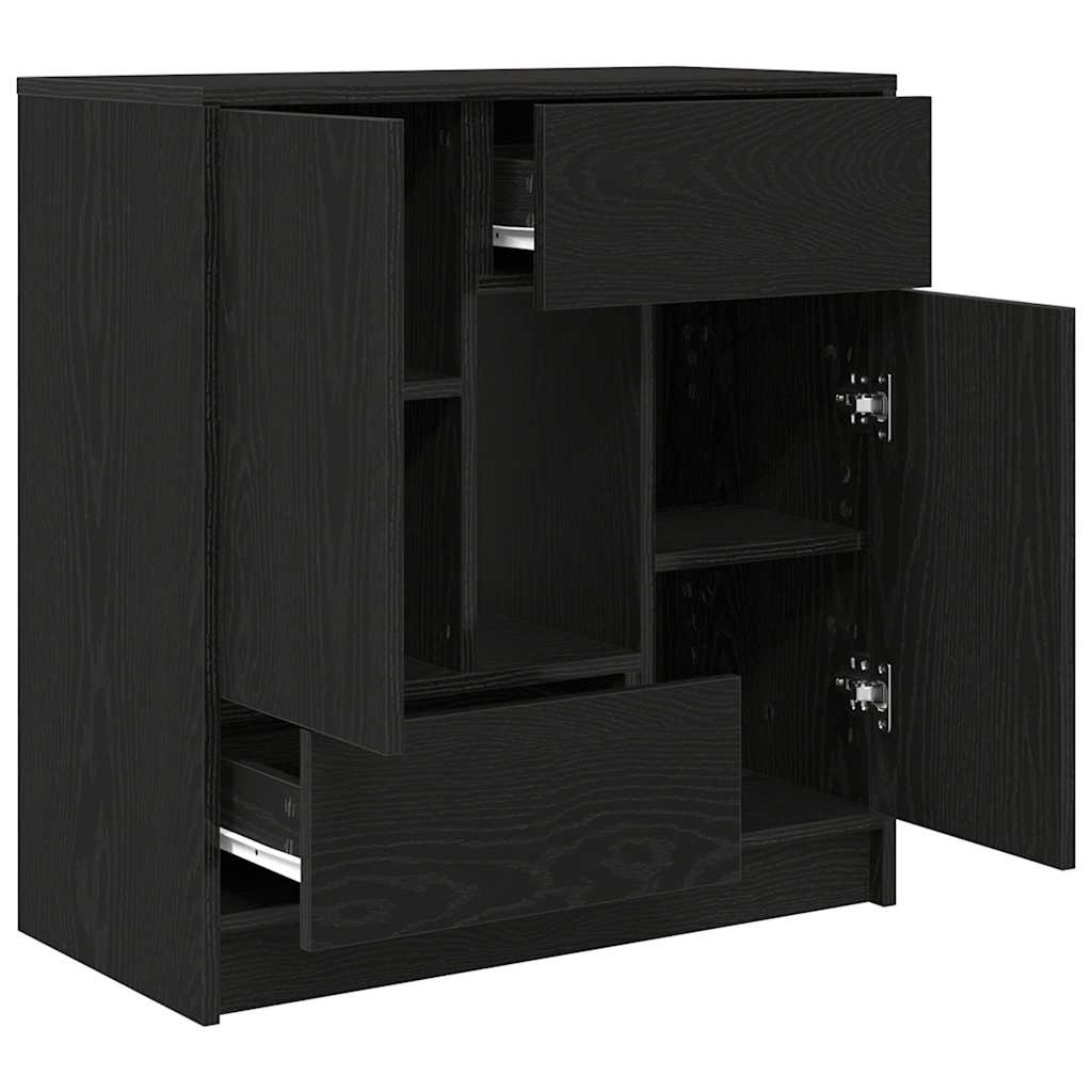 Sideboard mit Schubladen und Türen Schwarz Eichen-Optik