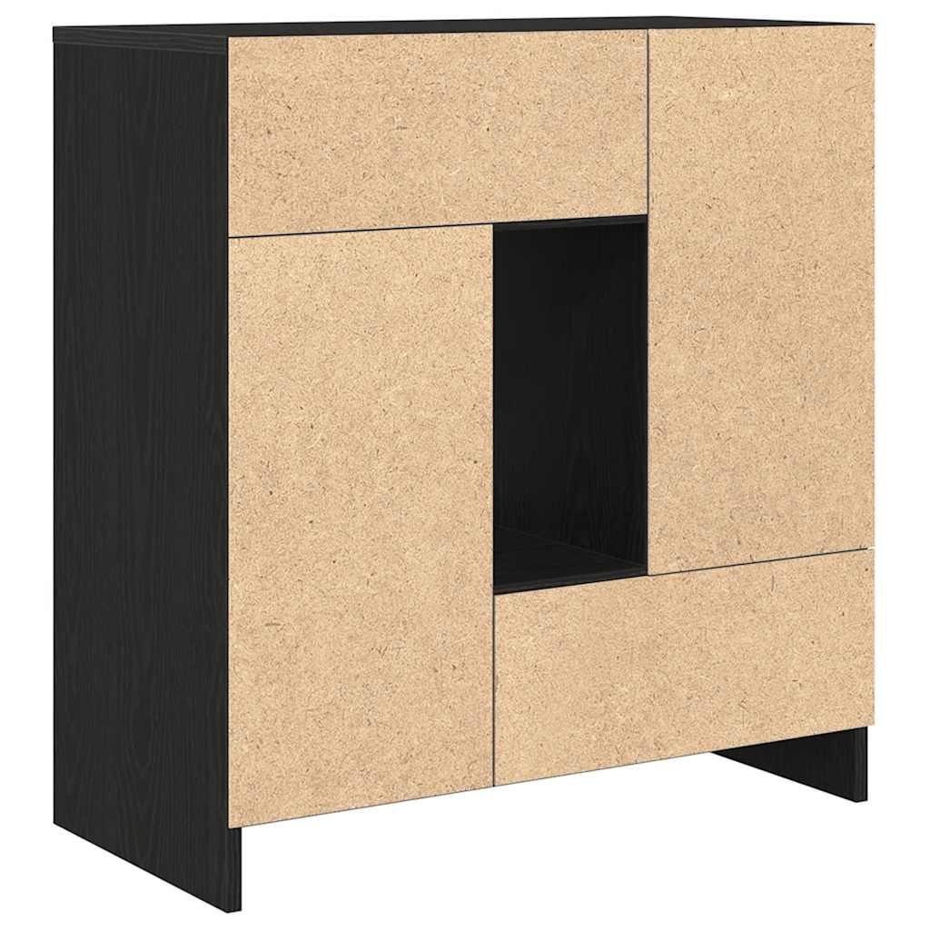 Sideboard mit Schubladen und Türen Schwarz Eichen-Optik