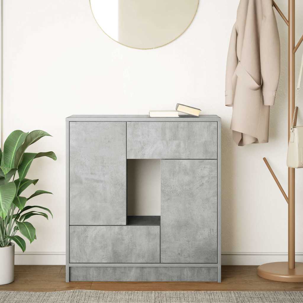 Sideboard mit Schubladen und Türen Betongrau 70,5x34x74,5 cm