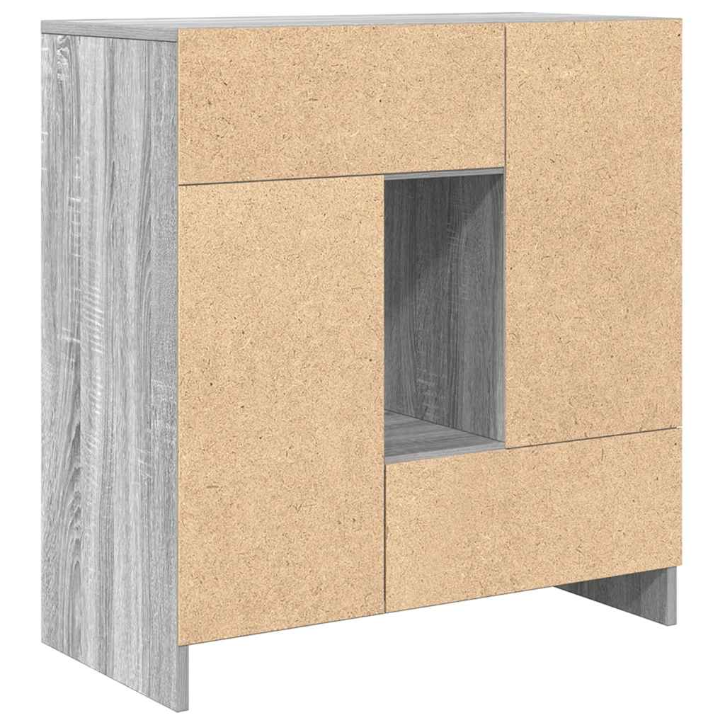 Sideboard mit Schubladen und Türen Grau Sonoma 70,5x34x74,5 cm