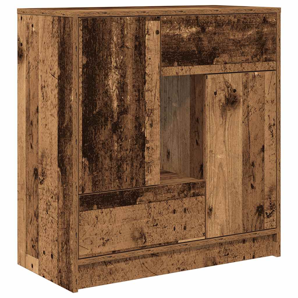 Sideboard mit Schubladen und Türen Altholz-Optik 70,5x34x74,5cm