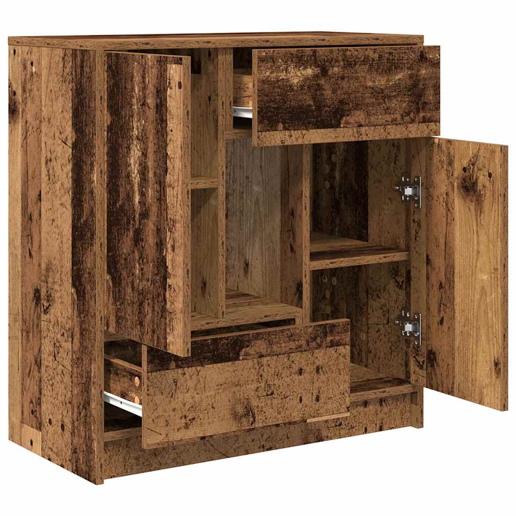 Sideboard mit Schubladen und Türen Altholz-Optik 70,5x34x74,5cm