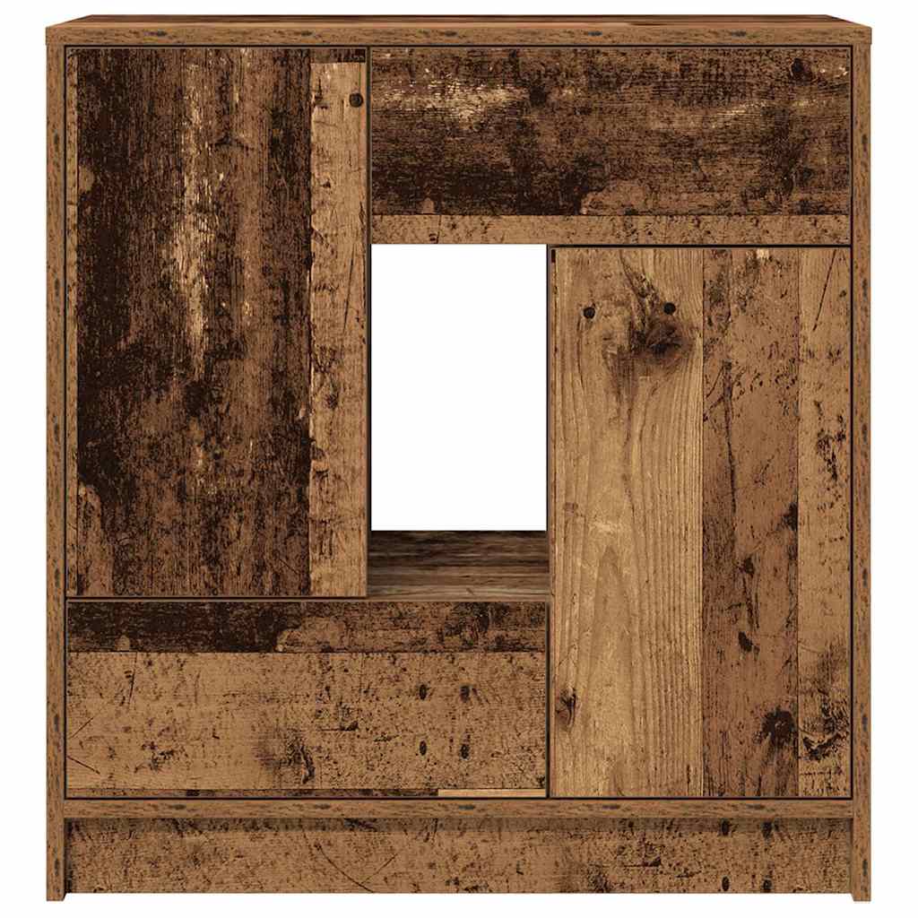 Sideboard mit Schubladen und Türen Altholz-Optik 70,5x34x74,5cm