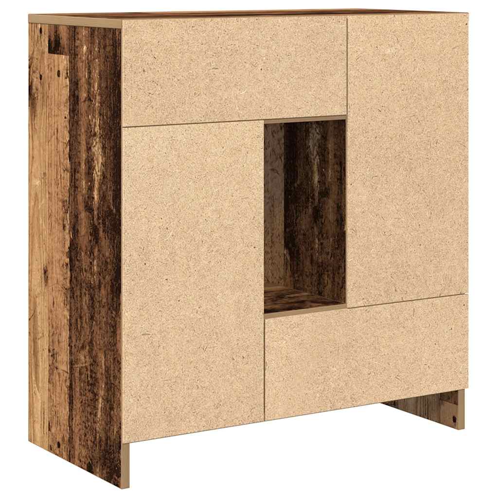 Sideboard mit Schubladen und Türen Altholz-Optik 70,5x34x74,5cm