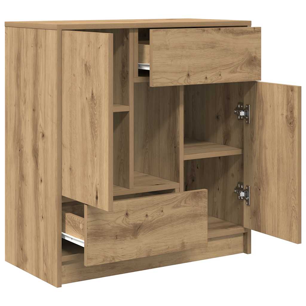 Sideboard mit Schubladen und Türen Artisan-Eiche 70,5x34x74,5cm