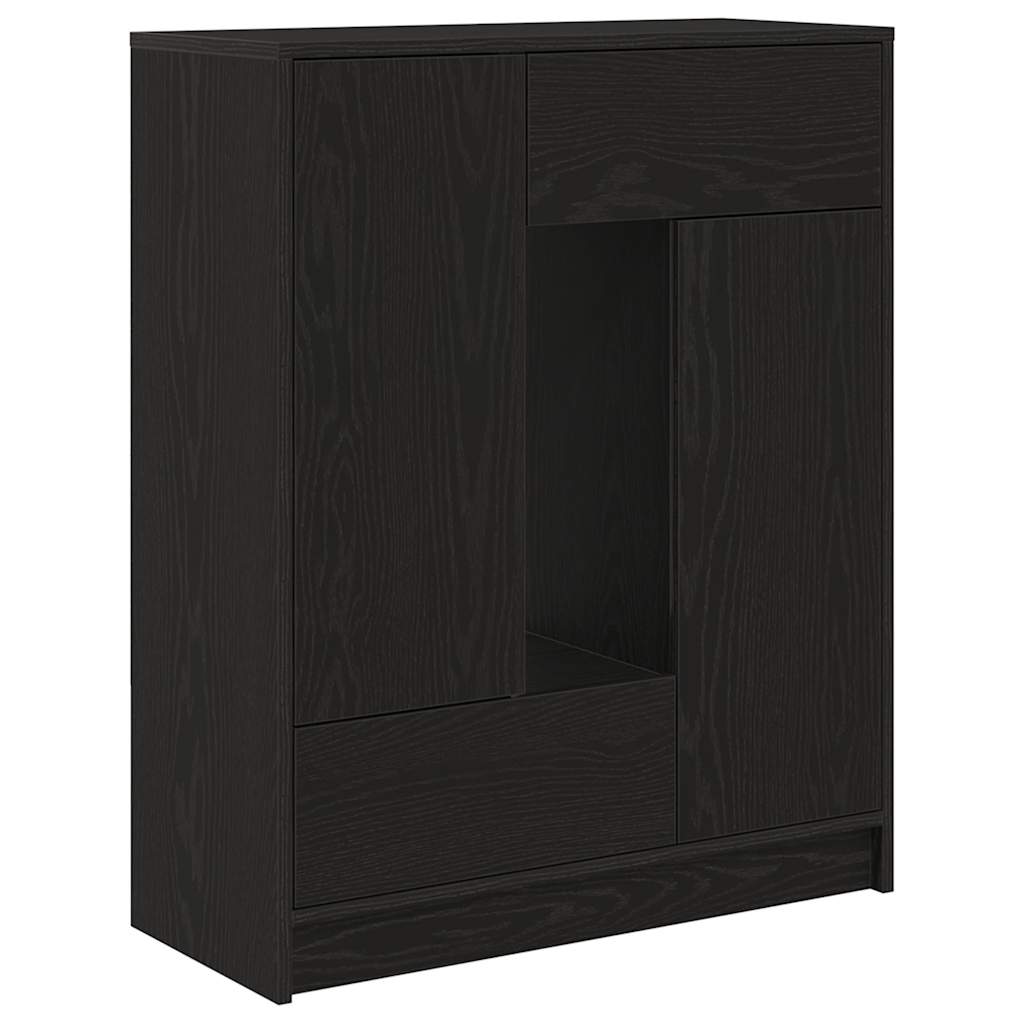 Sideboard mit Schubladen Türen Schwarz Eichen-Optik 73x31x90 cm