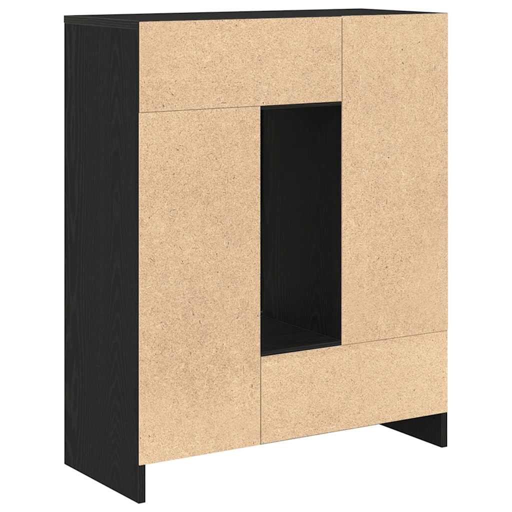Sideboard mit Schubladen Türen Schwarz Eichen-Optik 73x31x90 cm