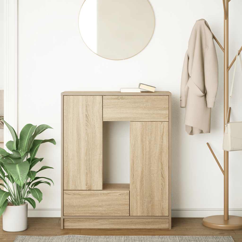 Sideboard mit Schubladen und Türen Sonoma-Eiche 73x31x90 cm