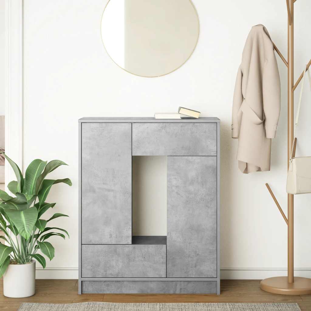 Sideboard mit Schubladen und Türen Betongrau 73x31x90 cm