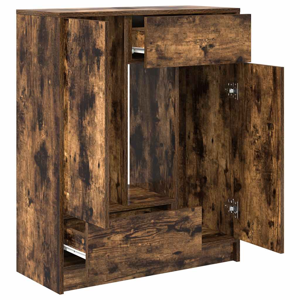 Sideboard mit Schubladen und Türen Räuchereiche 73x31x90 cm