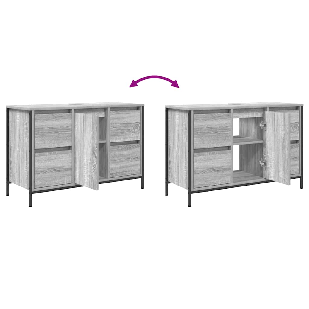 Waschbeckenunterschrank mit Schubladen Grau Sonoma 90x34,5x60cm