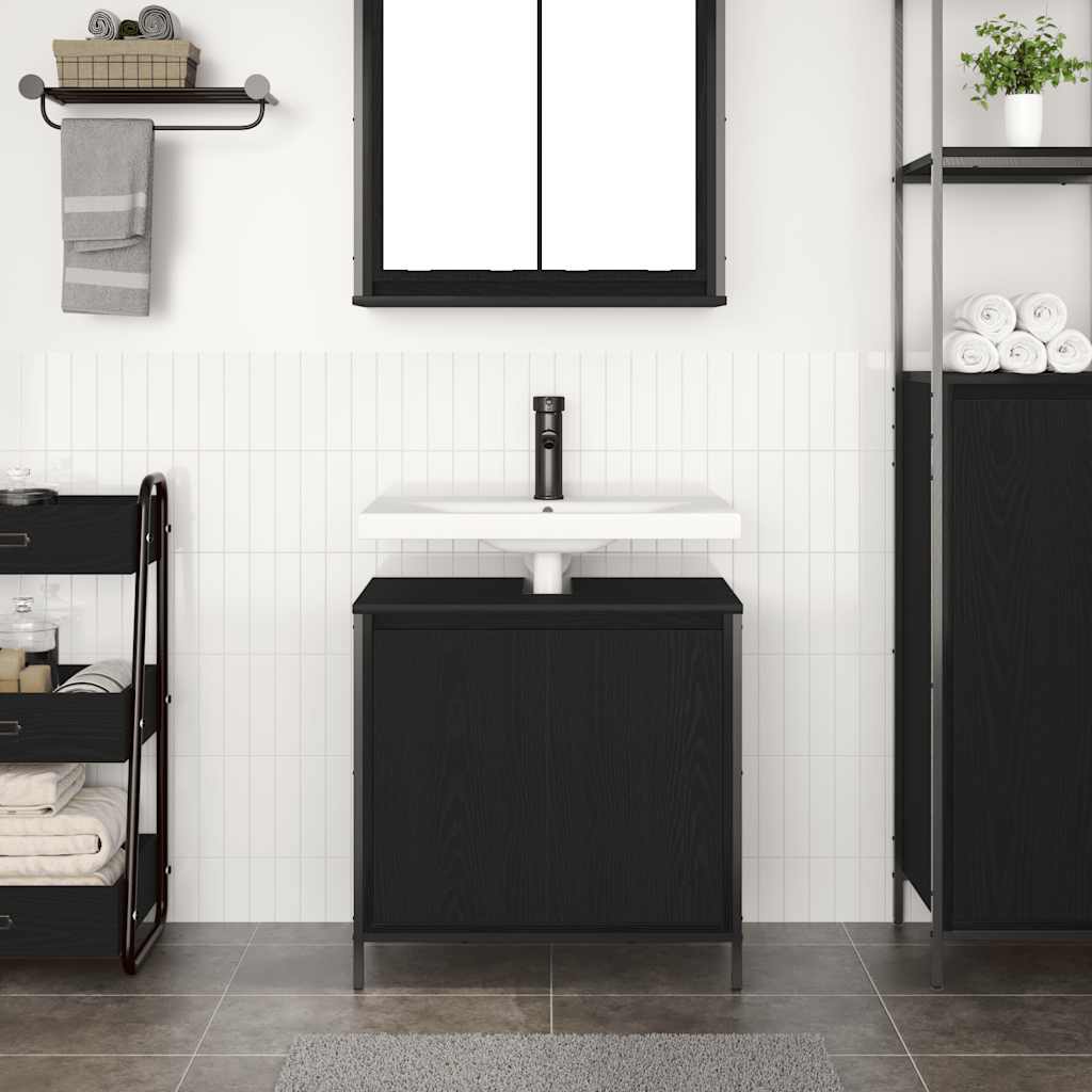 Waschbeckenunterschrank Schwarz 60x34,5x60 cm