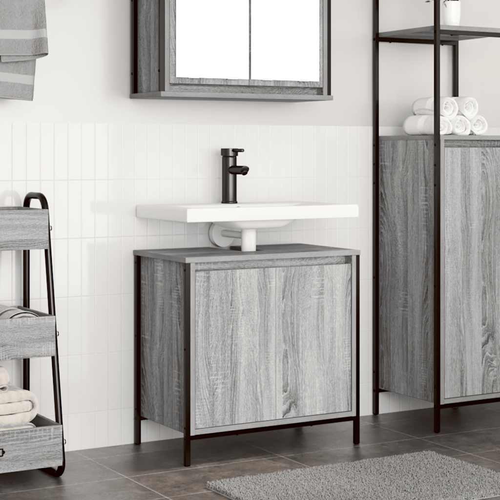 Waschbeckenunterschrank Grau Sonoma 60x34,5x60 cm