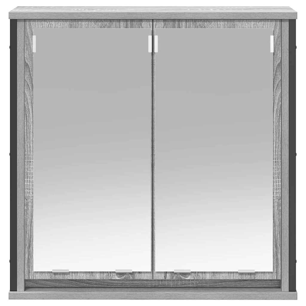 Bad-Wandschrank mit Spiegel Grau Sonoma 60x21x60 cm