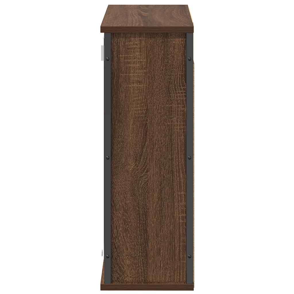 Bad-Wandschrank mit Spiegel Braun Eichen-Optik 60x21x60 cm