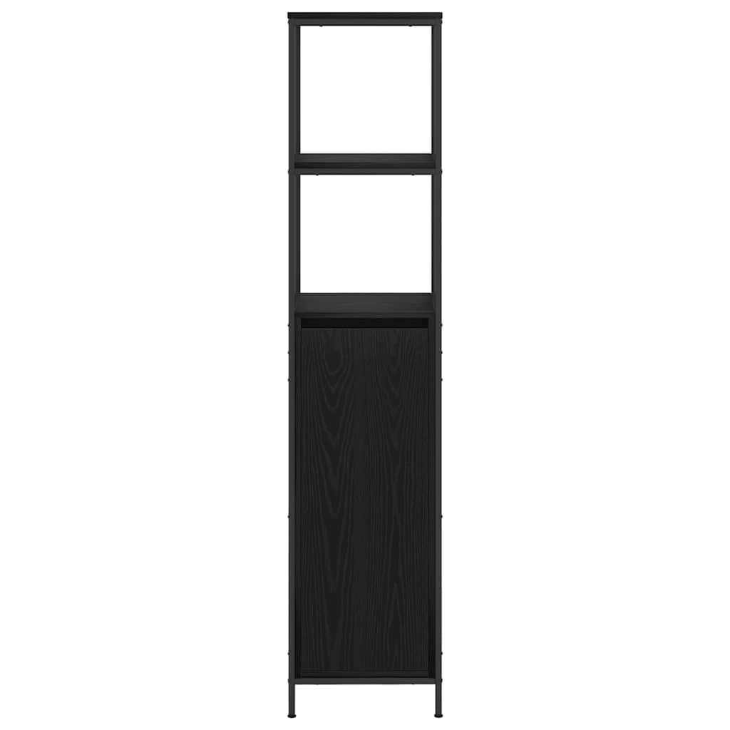 Badschrank mit Regalen Schwarz Eichen-Optik 36x35x165 cm