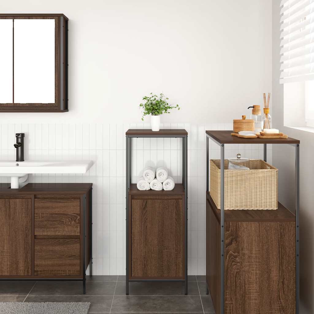 Badschrank mit Regalen Braun Eichen-Optik 36x35x95 cm