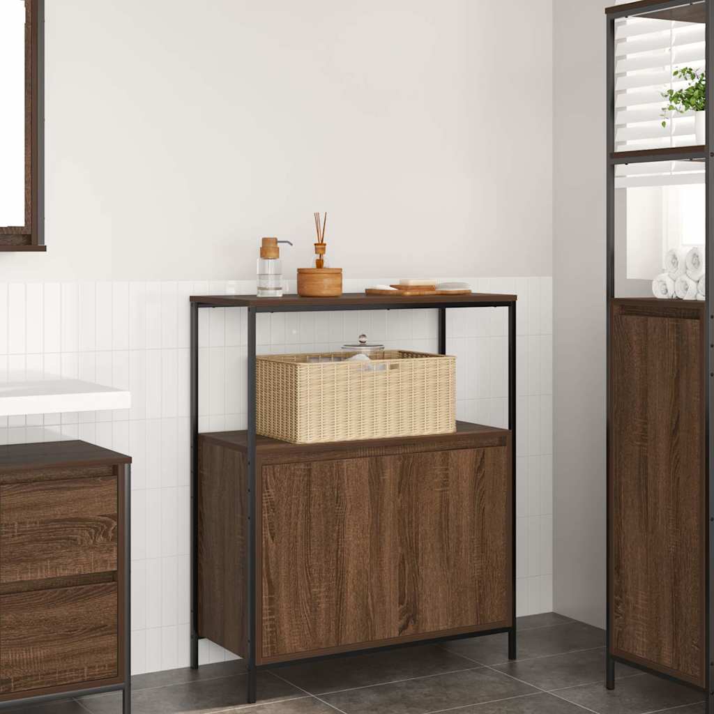 Badschrank mit Regalen Braun Eichen-Optik 76,5x35x95 cm