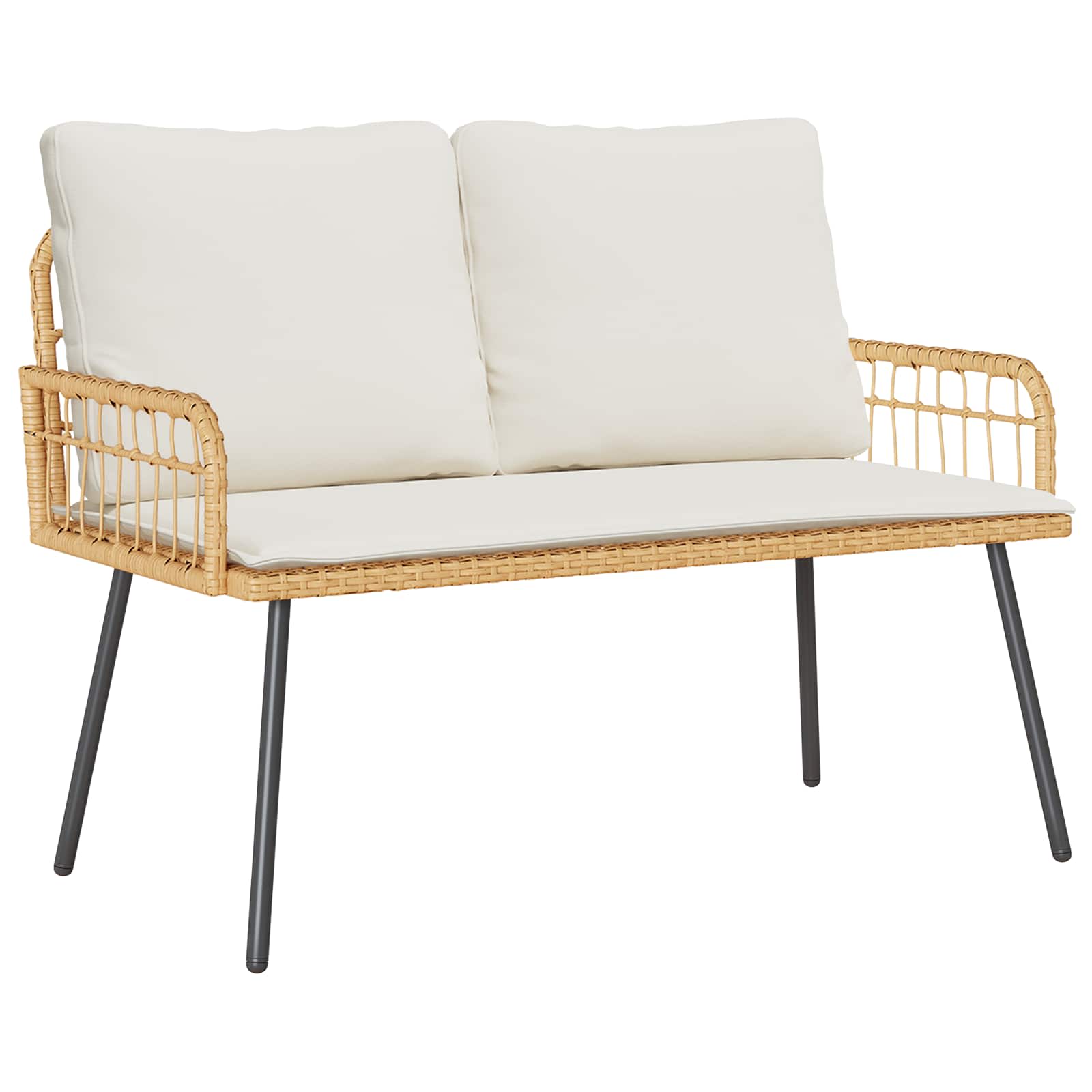 Gartenbank mit Kissen Natur 114 x 64 x 90cm Stahl
