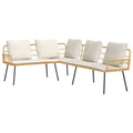Sofa mit Kissen Natur 173 x 231 x 90cm Stahl