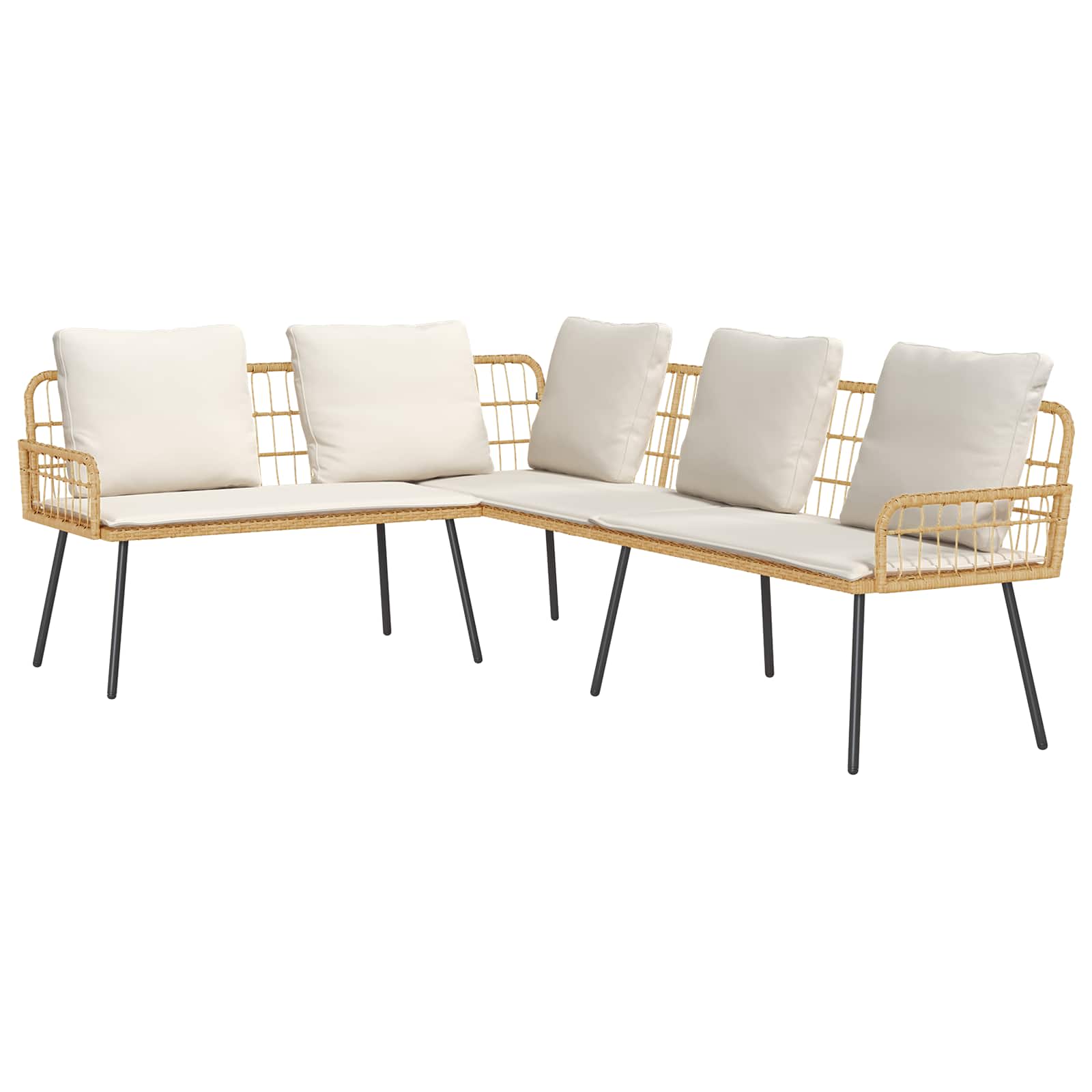 Sofa mit Kissen Natur 173 x 231 x 90cm Stahl