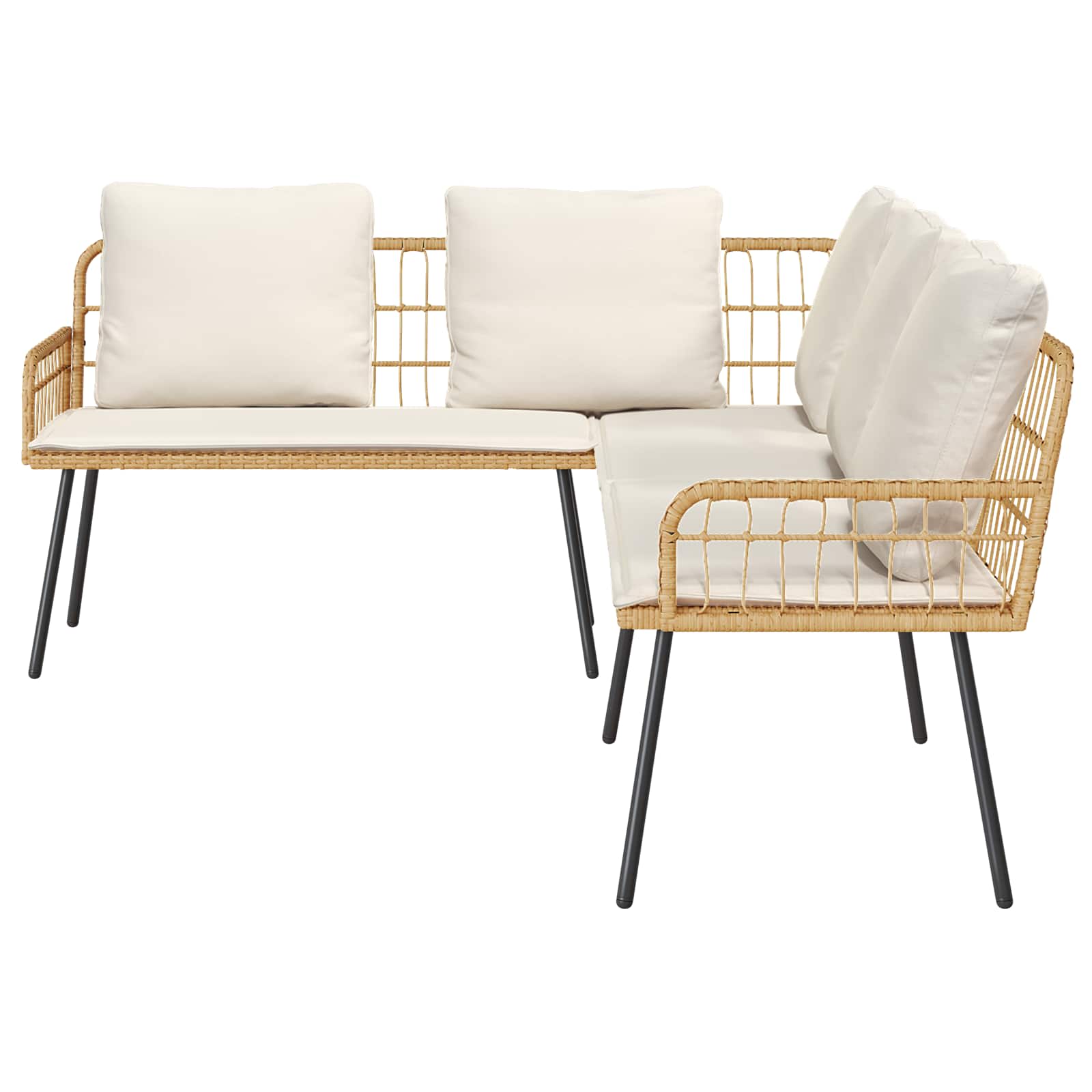 Sofa mit Kissen Natur 173 x 231 x 90cm Stahl