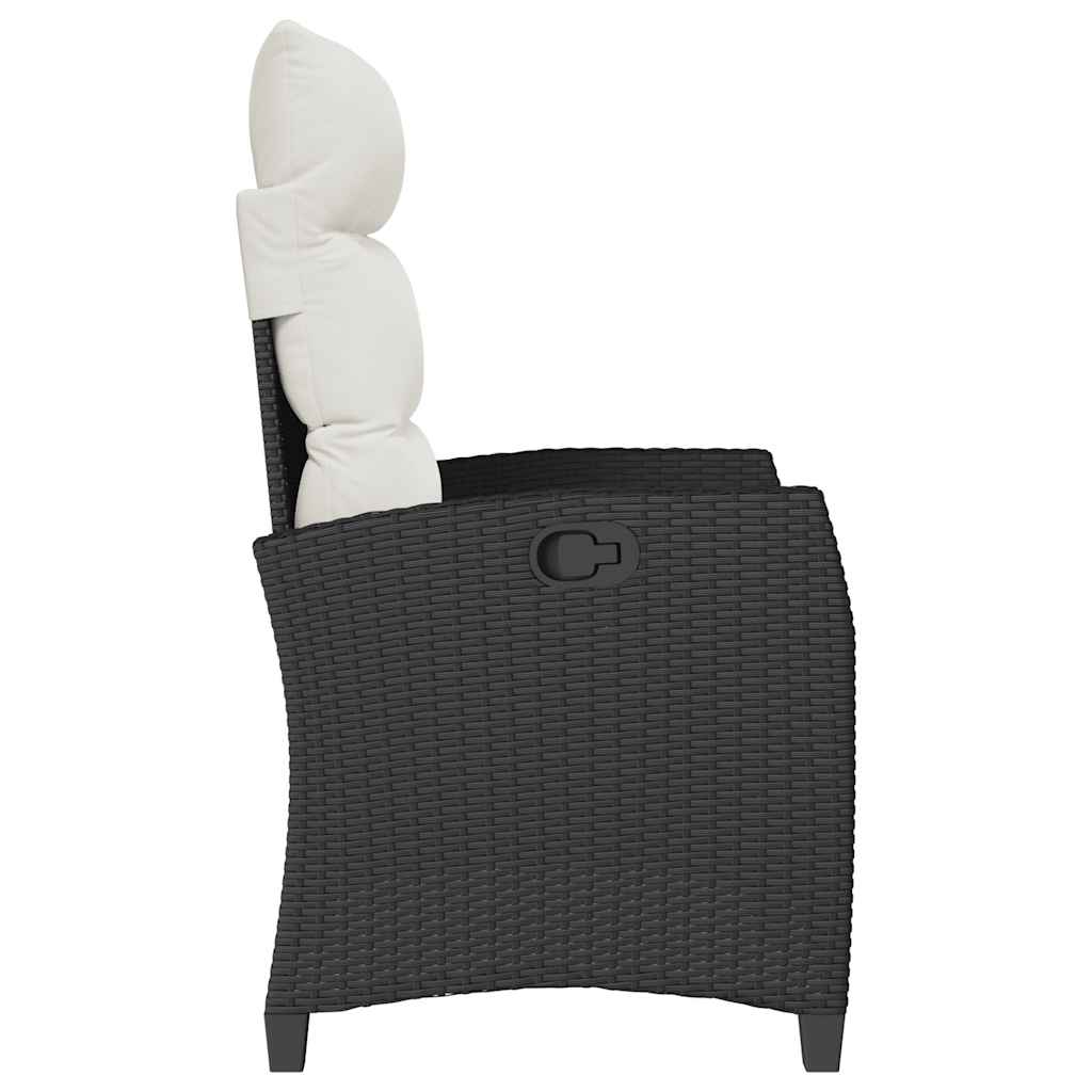 Gartensessel mit Beistelltisch Verstellbar Schwarz Poly Rattan