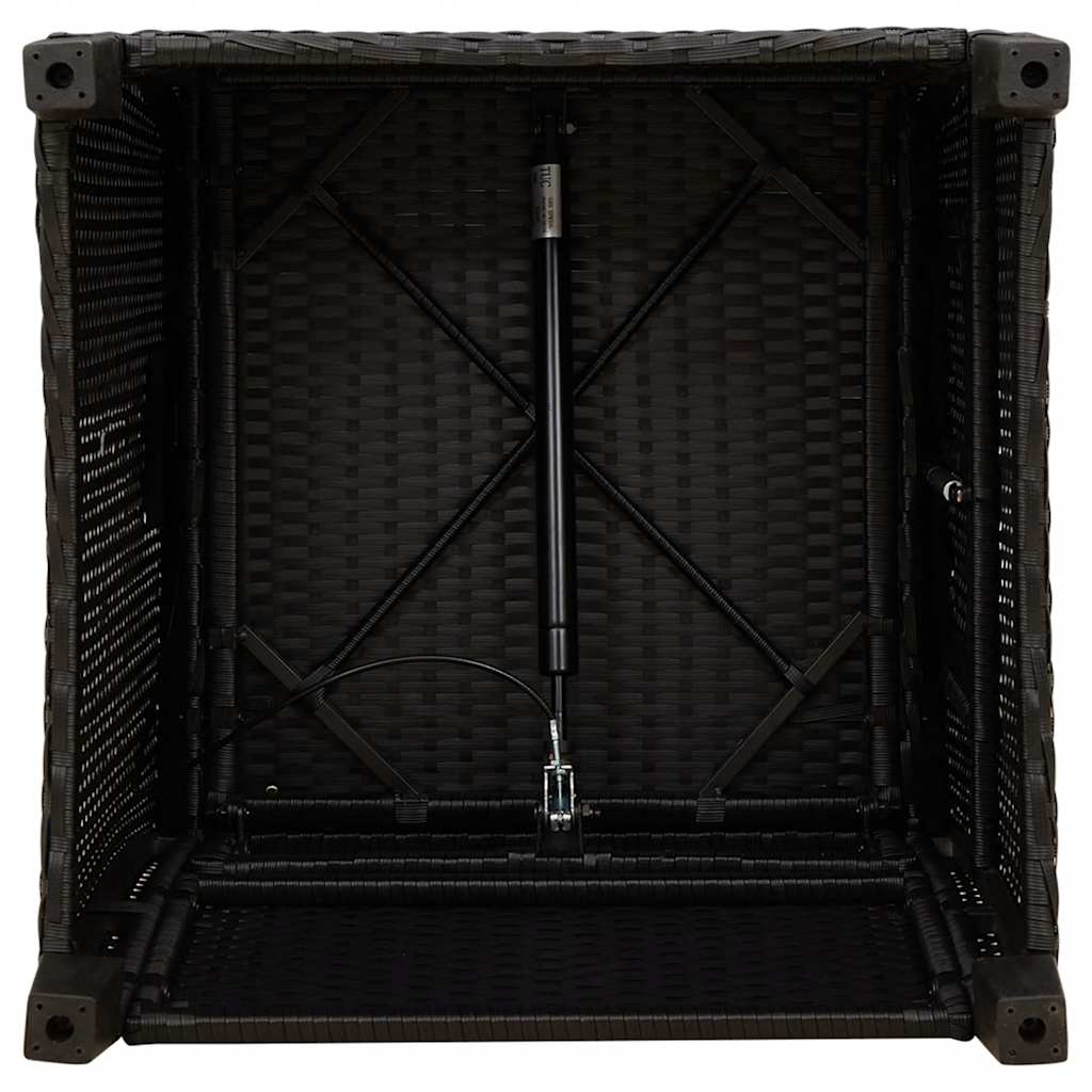 Gartensessel mit Beistelltisch Verstellbar Schwarz Poly Rattan