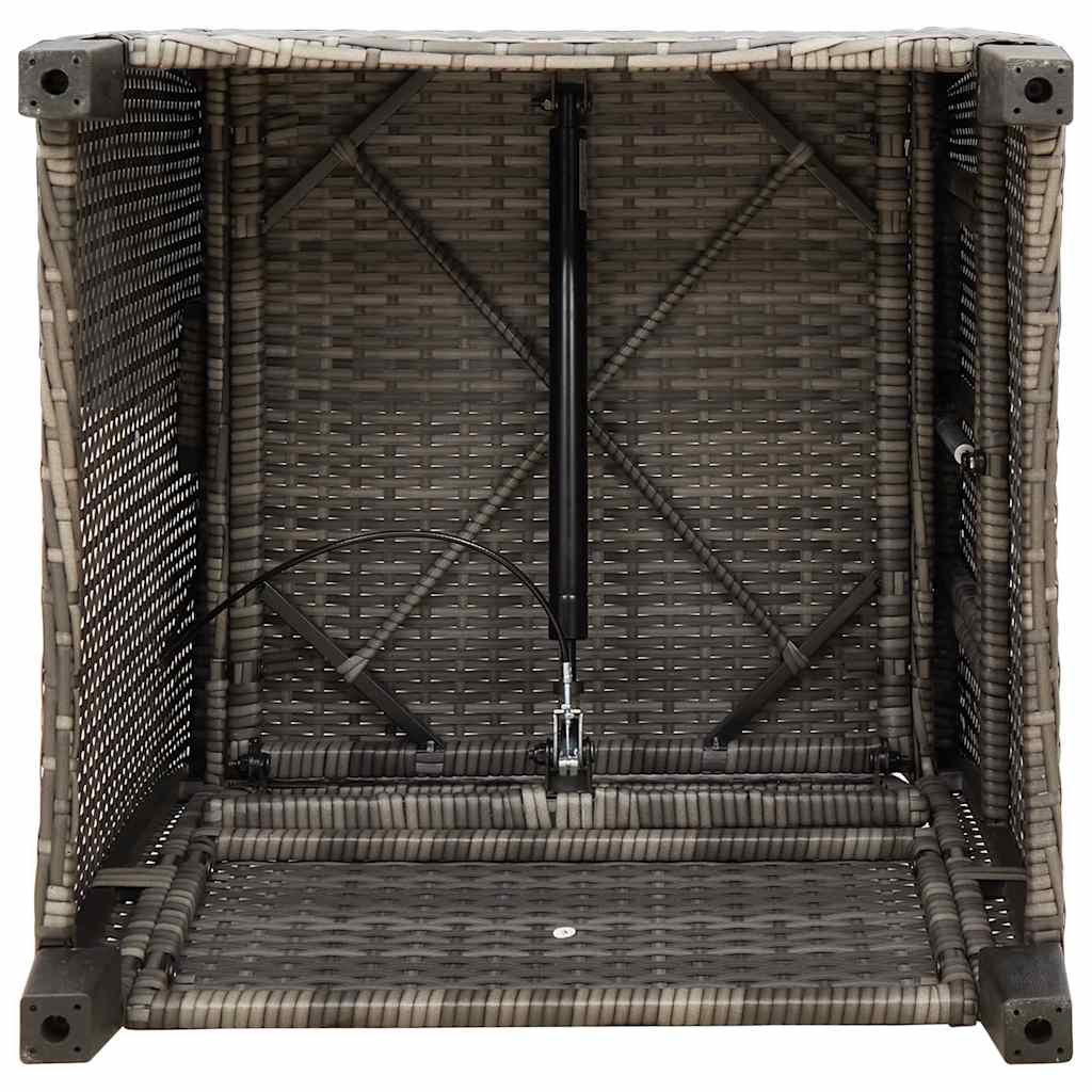 Gartensessel mit Beistelltisch Verstellbar Grau Poly Rattan