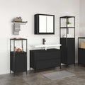 Badezimmermöbel-Set 3 pcs Schwarz Eichen-Optik Holzwerkstoff