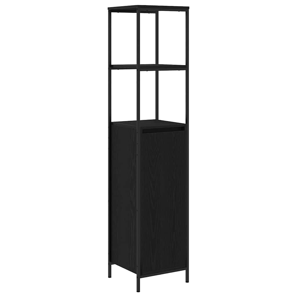 Badezimmermöbel-Set 3 pcs Schwarz Eichen-Optik Holzwerkstoff