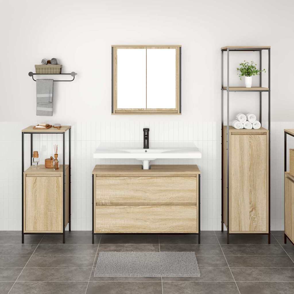 Badezimmermöbel-Set mit Regal 3 pcs Sonoma-Eiche Holzwerkstoff