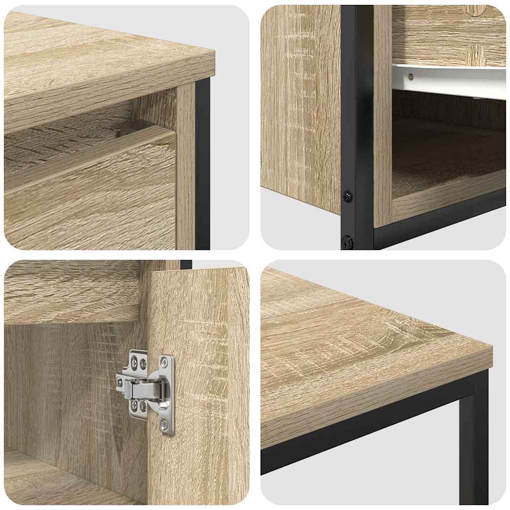 Badezimmermöbel Set mit Regal 3 pcs Sonoma-Eiche und Schwarz