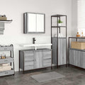 Badezimmermöbel Set mit Regal 2 pcs Grau Sonoma und Schwarz