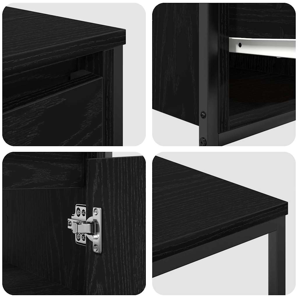 Badezimmermöbel-Set 3 pcs Schwarz Eichen-Optik Holzwerkstoff